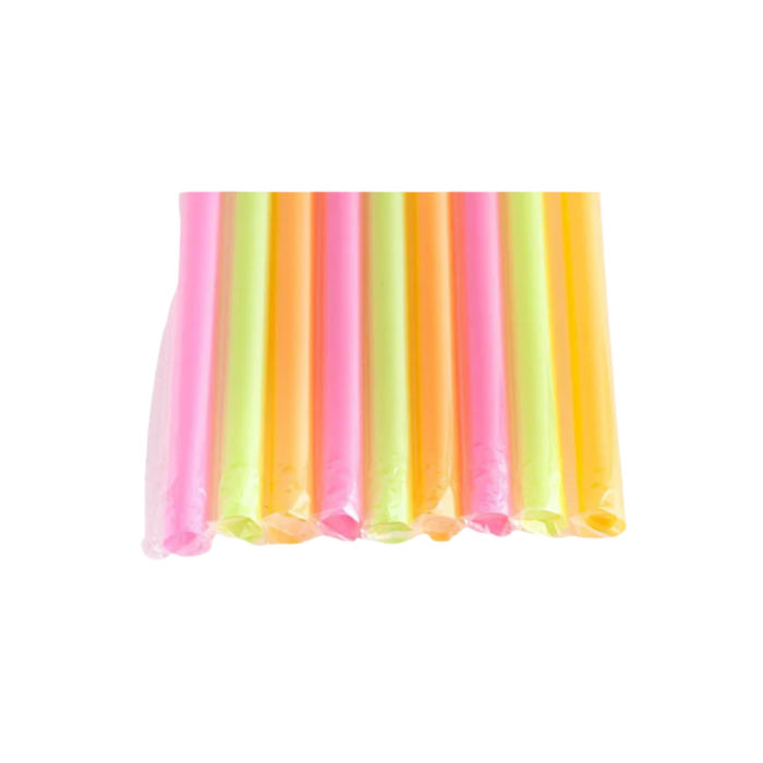 10" Individually Wrapped Neon Coloured Bubble Tea Straws