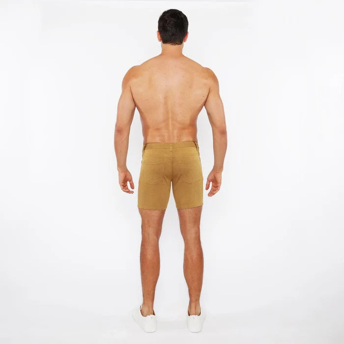 5" Inseam Solid Stretch Knit Jeans Shorts - Gold Coast