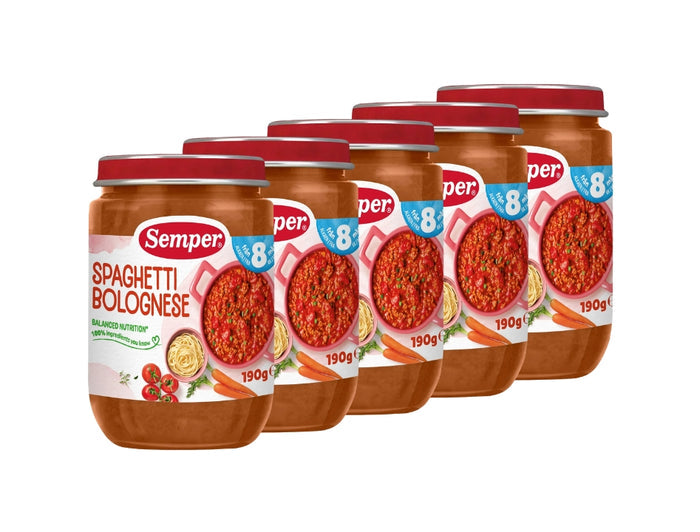 5 x Semper Barnmat Spaghetti Bolognese – Swedish Pasta & Beef Meals for Babies from 8 Months, 5 x 190g
