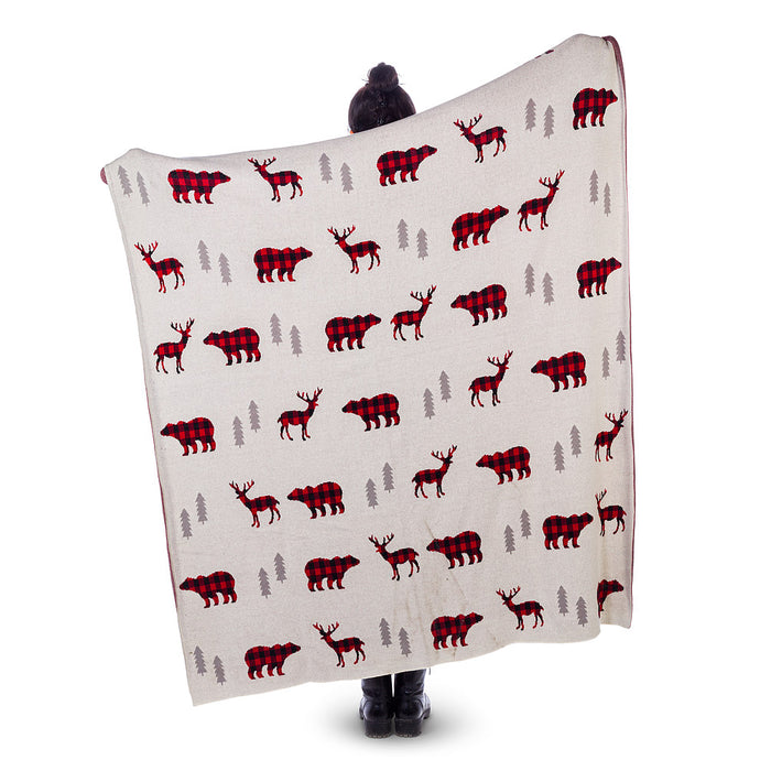 Abbott Check Deer And Deer Throw 50”x60”