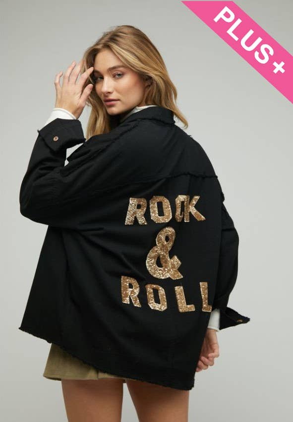 Black Rock & Roll Gold Sequin Jacket - Plus Size - Taryn x Philip Boutique
