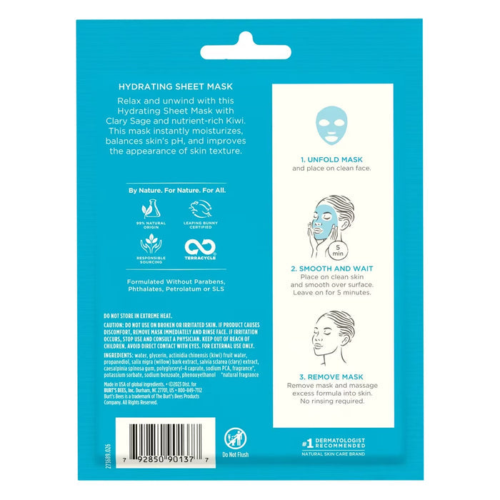 Burt's Bees Hydrating Sheet Mask with Clary Sage - 48 Pack