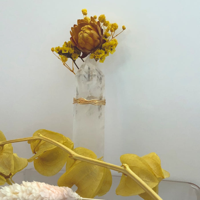 Crystal With Yellow Flower Accents
