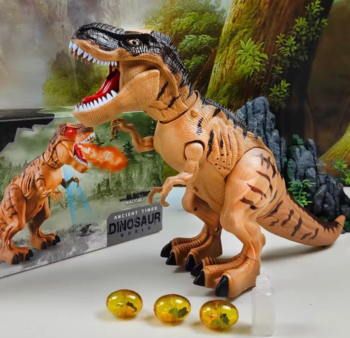 Electric Large Size Walking Spray Lay Eggs Dinosaur Robot for Kids With Light Sound