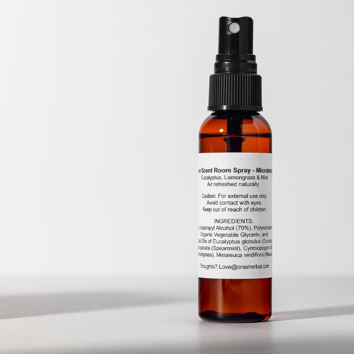 Clean Scent Room Spray 2oz Lifestyle with Shadows Square Microbatch Label