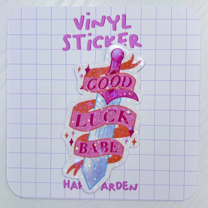 Happy Arden 'Good Luck Babe' Holographic Vinyl Sticker