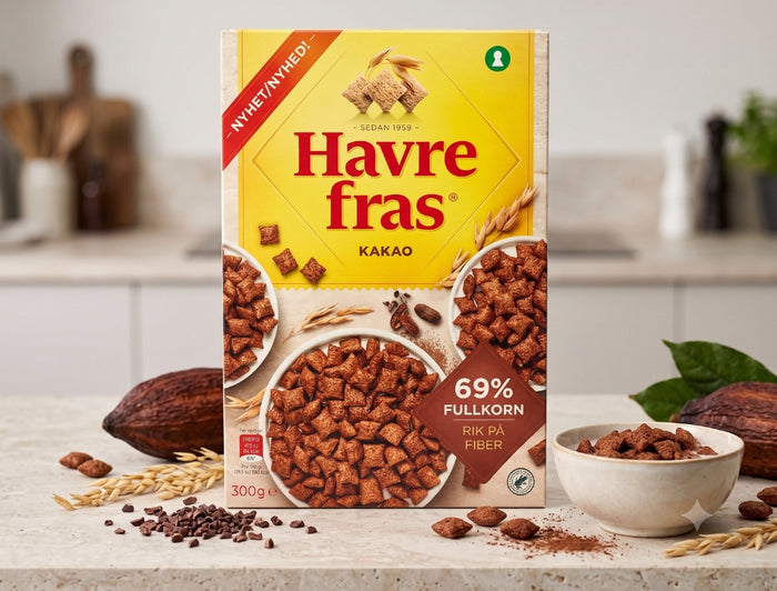 Havrefras Cocoa Oat Pillows Cereal 300g (10.58 oz) – Authentic Scandinavian Whole Grain Breakfast Cereal