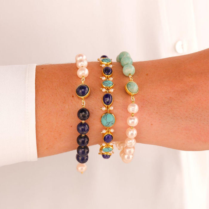 Margarite Bracelet - Lapis & Pearl