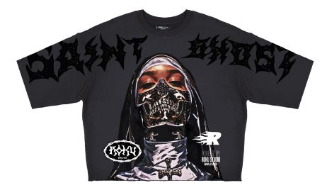 Men ROKU STUDIO Saint Ghost Cropped Torn Fleece Shirt