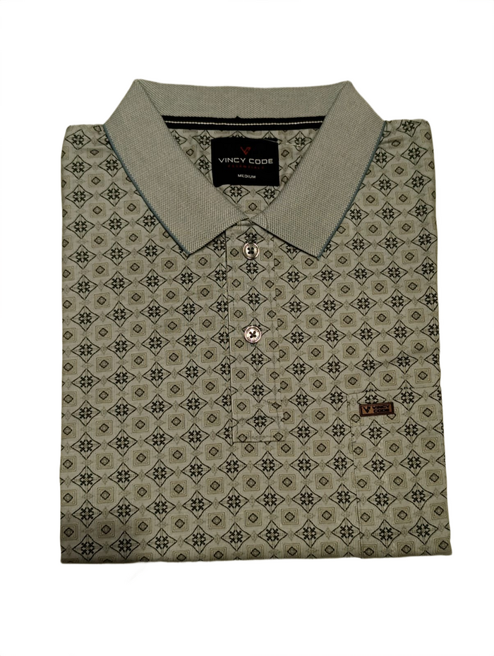 Men's Premium Light Grey Printed Polo T-Shirt | Soft Cotton Blend | Smart Half Sleeve Polo