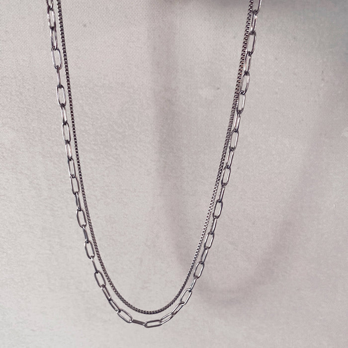Necklace-Piper Two Piece Paper Clip Chain Layered
