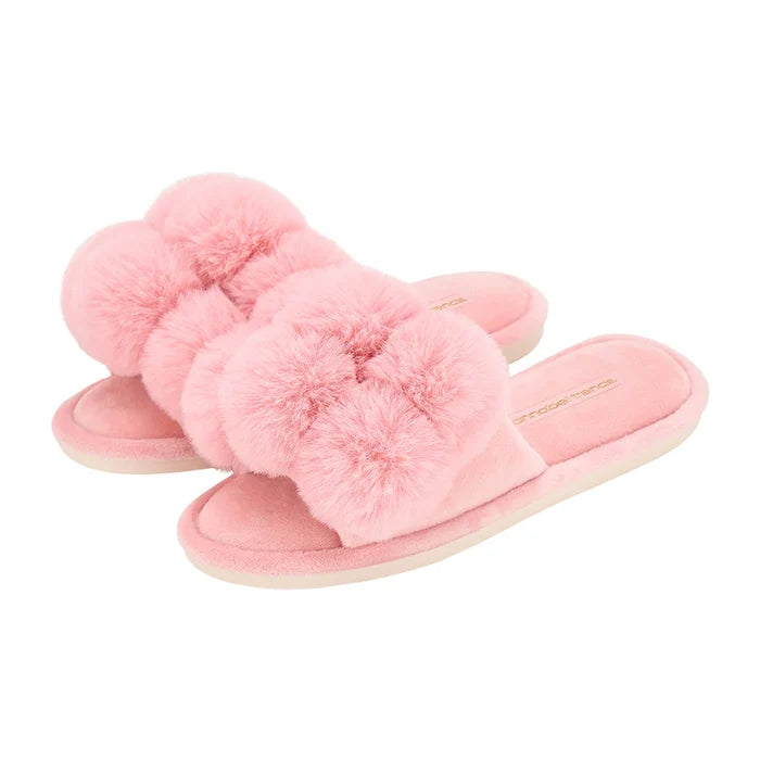 Pom Pom Slippers - Cosy Luxe - Pink Lemonade