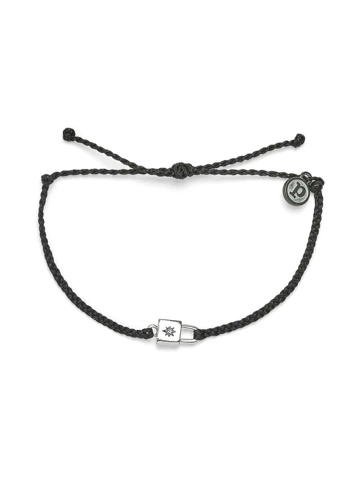PuraVida Silver Lock Charm Bracelet