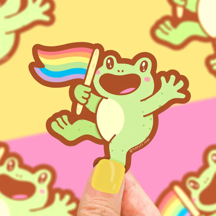 Turtle's Soup Pride Flag Frog Vinyl Sticker