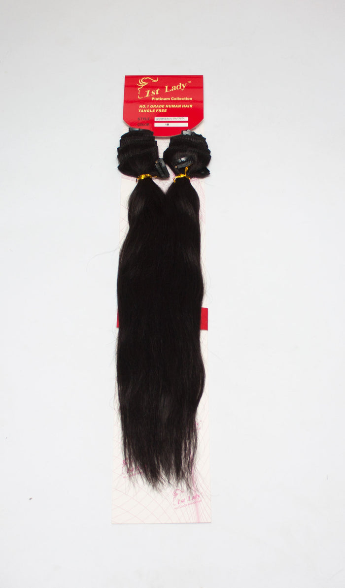 1st Lady Remy Human Hair Clip-On Silky Straight 18"  (10Pcs) - Elysee Star