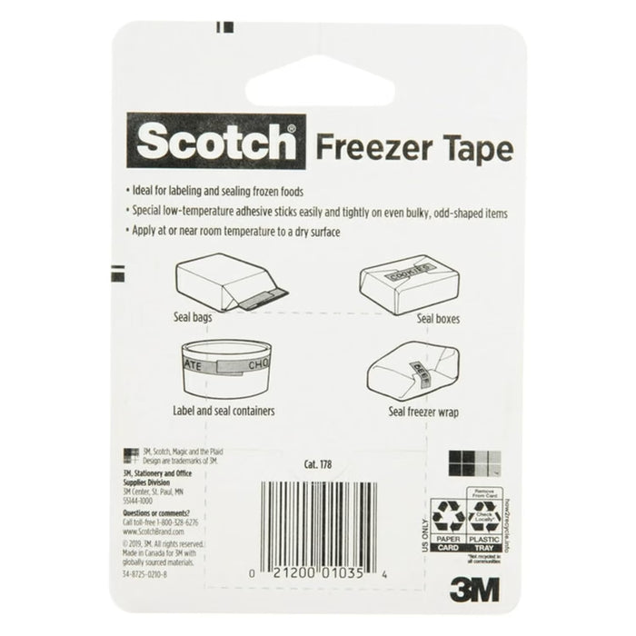 3M Freezer Tape for Food Storage Labeling and Sealing 3/4 in x 1000 in - 24 Pack