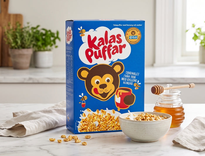 4 x Kalaspuffar Honey Roasted Wheat Cereal 450g (15.87 oz) – Authentic Swedish Breakfast Classic Since 1956
