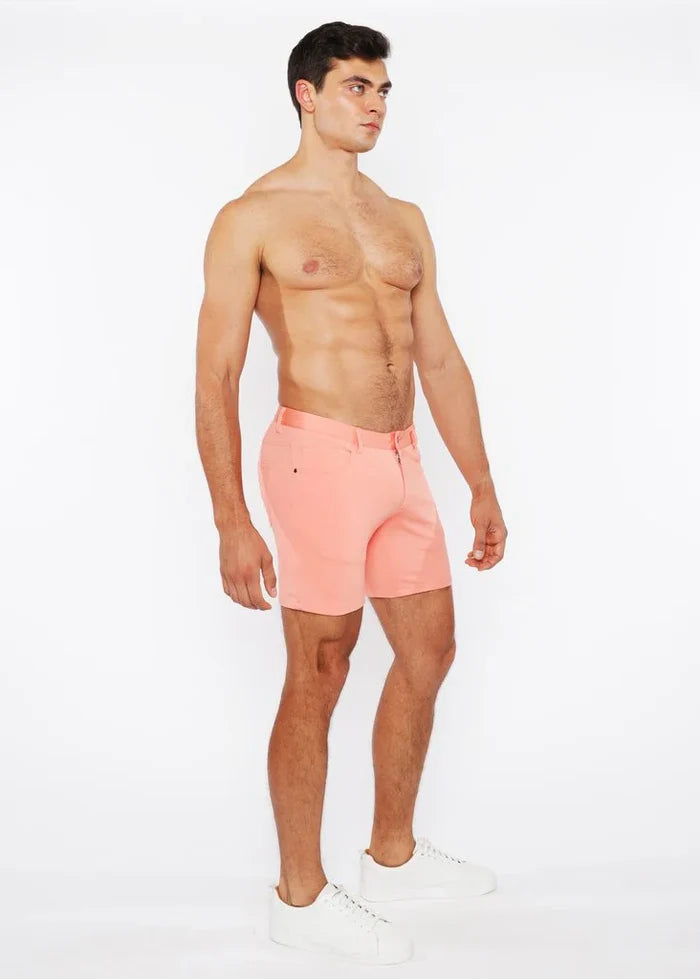 5" Inseam Solid Stretch Knit Jeans Shorts - Peach Amber