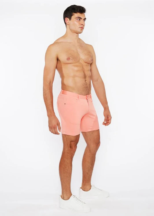 5" Inseam Solid Stretch Knit Jeans Shorts - Peach Amber