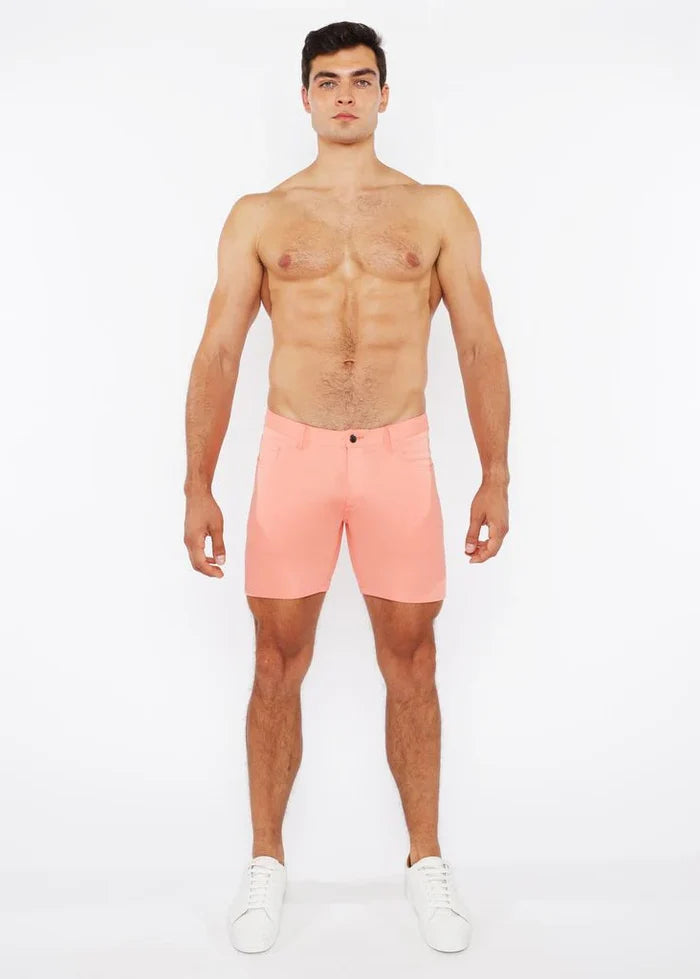 5" Inseam Solid Stretch Knit Jeans Shorts - Peach Amber