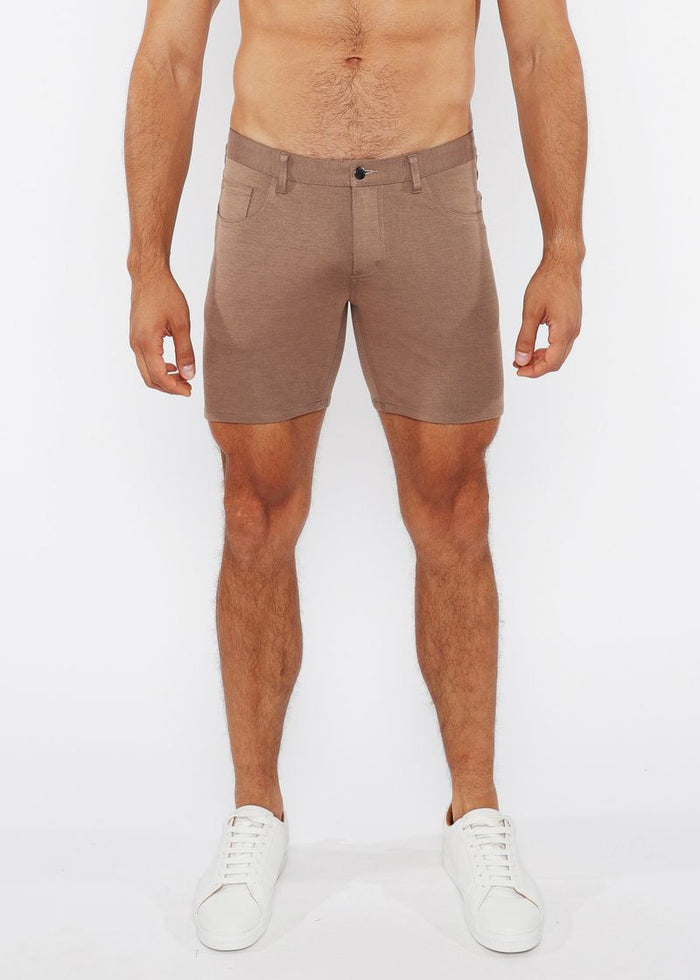 5" Inseam Solid Stretch Knit Jeans Shorts - Sesame Seed