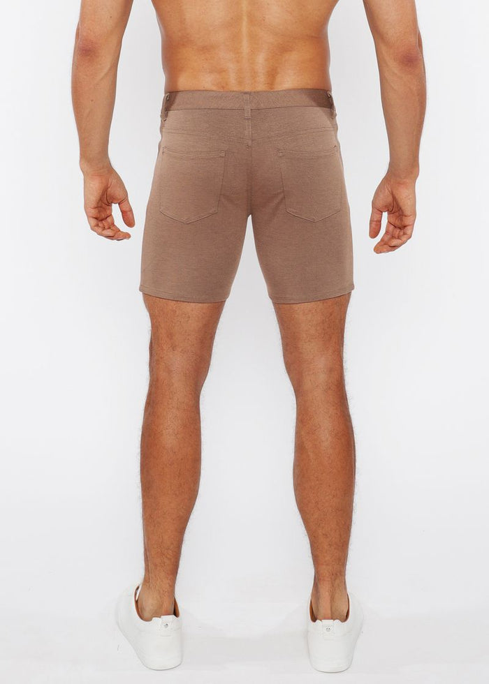 5" Inseam Solid Stretch Knit Jeans Shorts - Sesame Seed