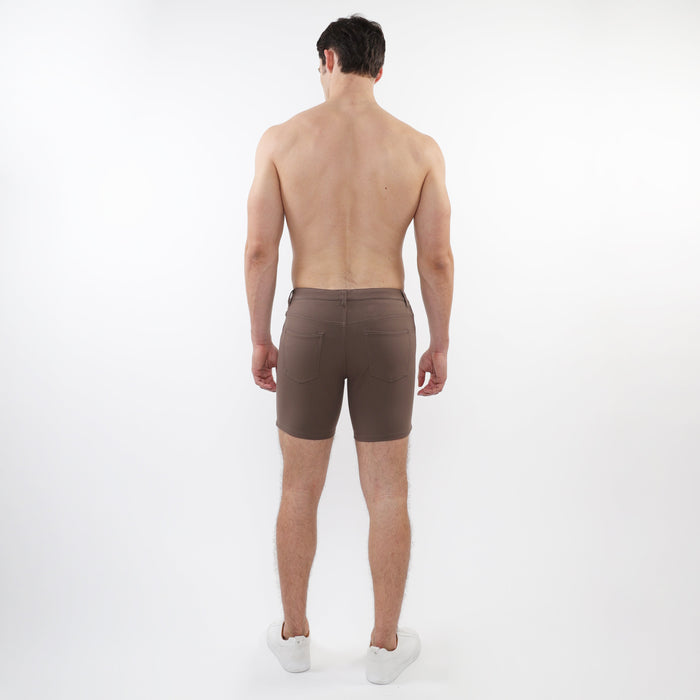 5" Inseam Solid Stretch Knit Jeans Shorts - Umber