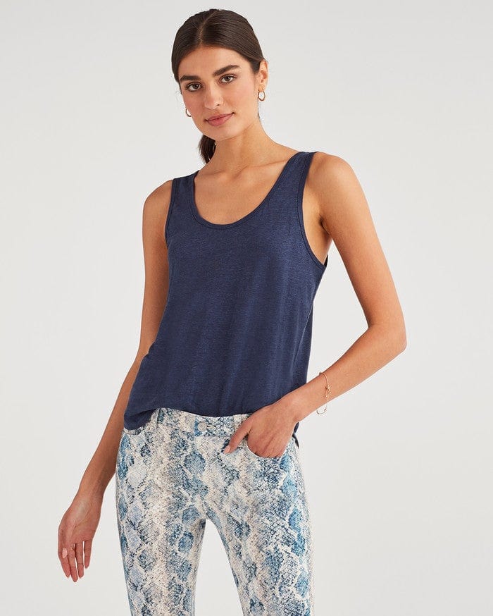 7 For All Mankind Scoop Neck Tank in Navy - Taryn x Philip Boutique