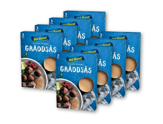 8 x Blå Band Gräddsås Klassisk 66g – Swedish classic cream sauce mix boxes, 3-pack each, 24 sachets total