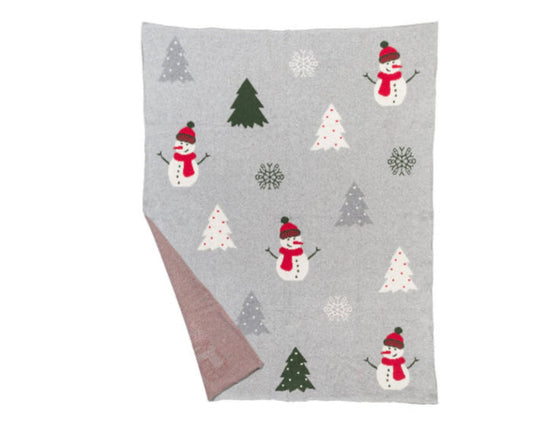 Abbott Snowman And Trees Baby Blanket 32”x40”
