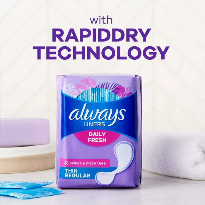 Always - Thin Regular Liners, Daily Fresh, Unscented  20 Ct  - 24 Pack