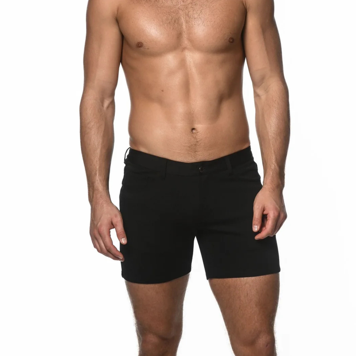 Black 5" Inseam Stretch Knit Jeans Shorts St-1932
