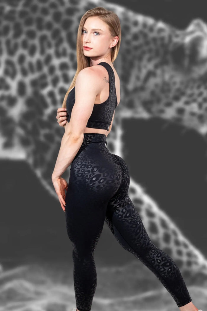 BLACK CHEETAH SCRUNCH LEGGINGS