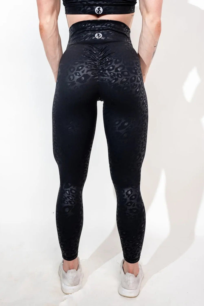 BLACK CHEETAH SCRUNCH LEGGINGS