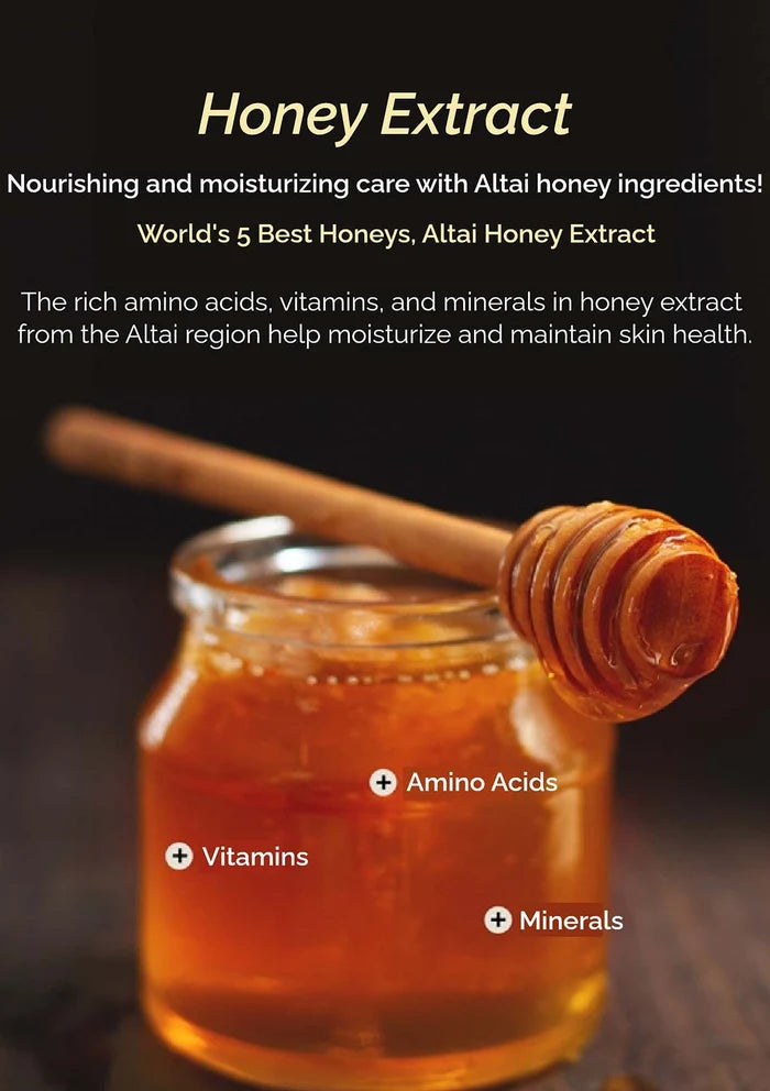 Jar of honey with a honey dipper on a dark background, highlighting honey extract benefits.