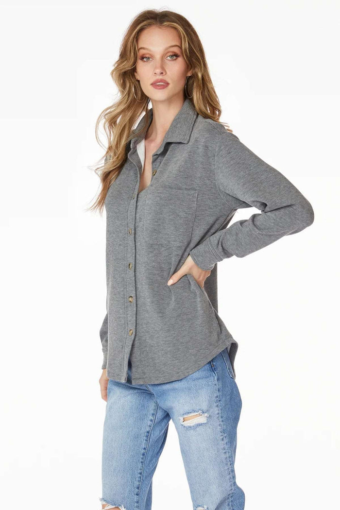 Bobi Button Front Collar Shirt Jacket - Taryn x Philip Boutique