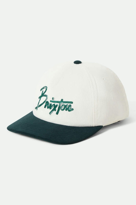 Women's Brixton Corduory Snapback in the color Night Sage/Whitecap - Front Product View