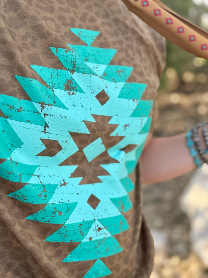 Brown Leopard Aztec Tee