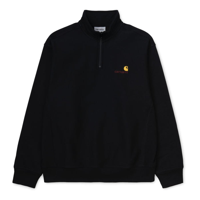 Carhartt WIP Half Zip American Script Crewneck Black