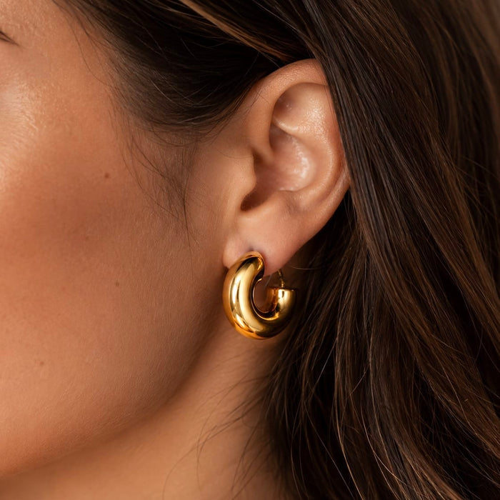 Chunky Gold Dome Hoop Earrings