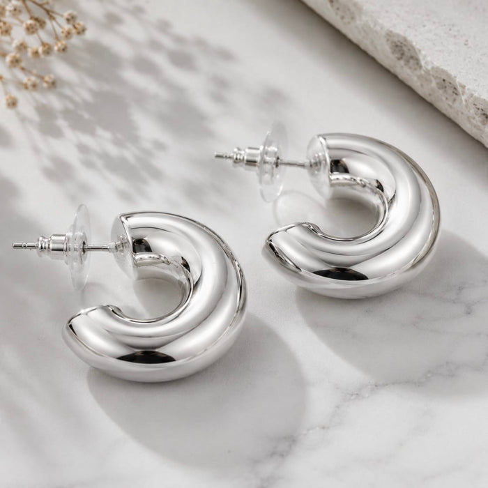 Chunky Gold Dome Hoop Earrings