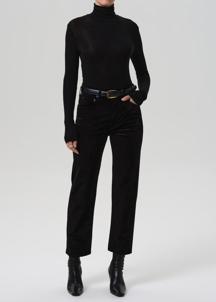 Citizens of Humanity Delfina Straight Velvet Pant in Black