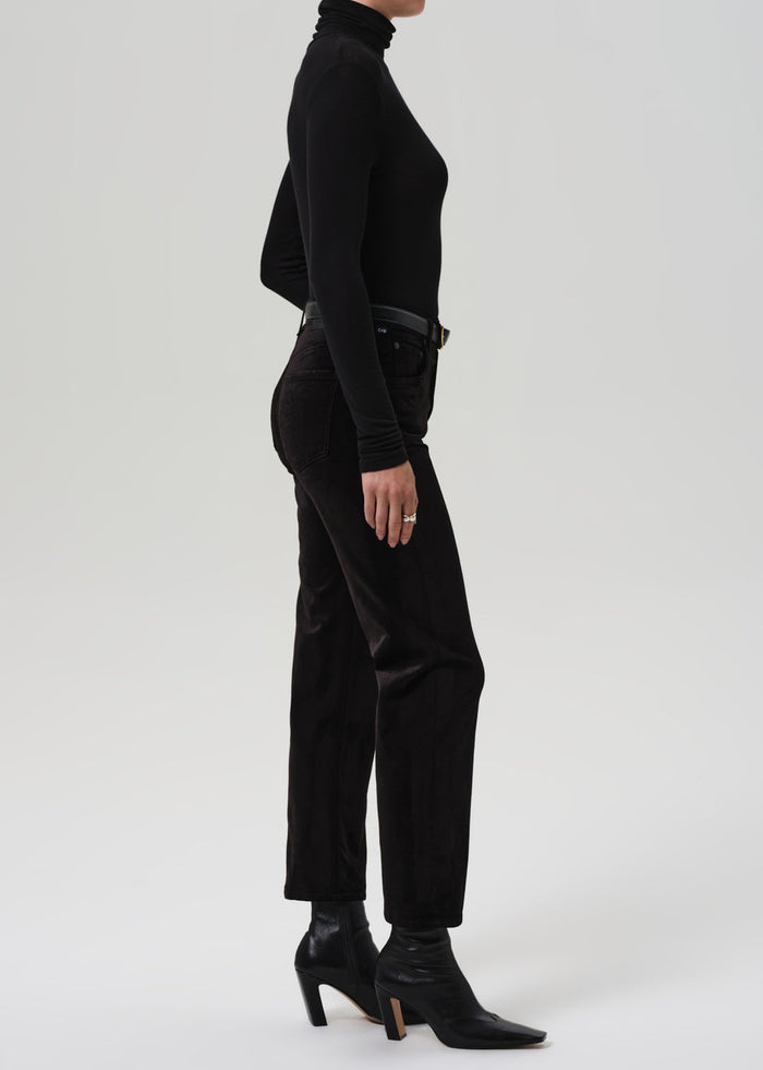 Citizens of Humanity Delfina Straight Velvet Pant in Black