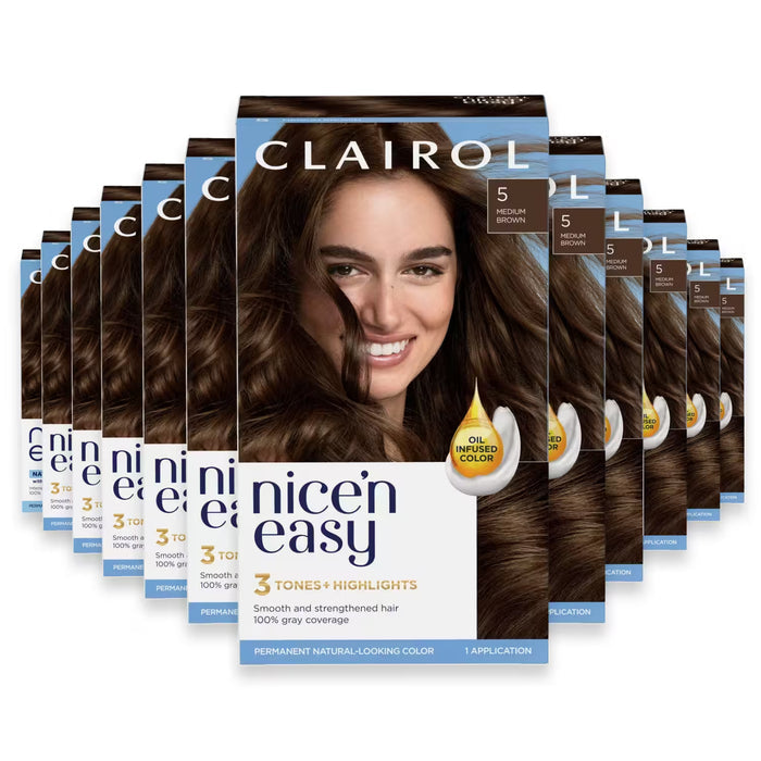 Clairol Nice’n Easy Permanent Hair Color #5 Medium Brown - 12 Pack