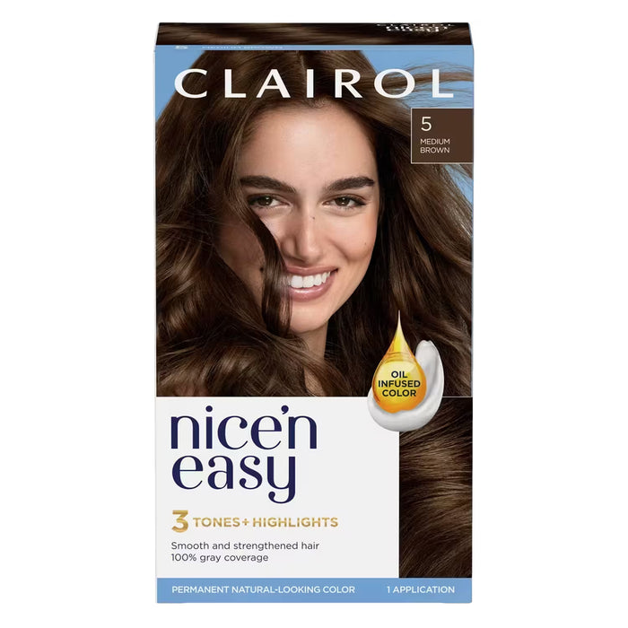 Clairol Nice’n Easy Permanent Hair Color #5 Medium Brown - 12 Pack