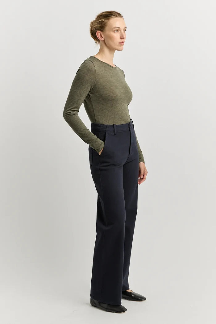 CREW MERINO TEE in Kale by Toorallie