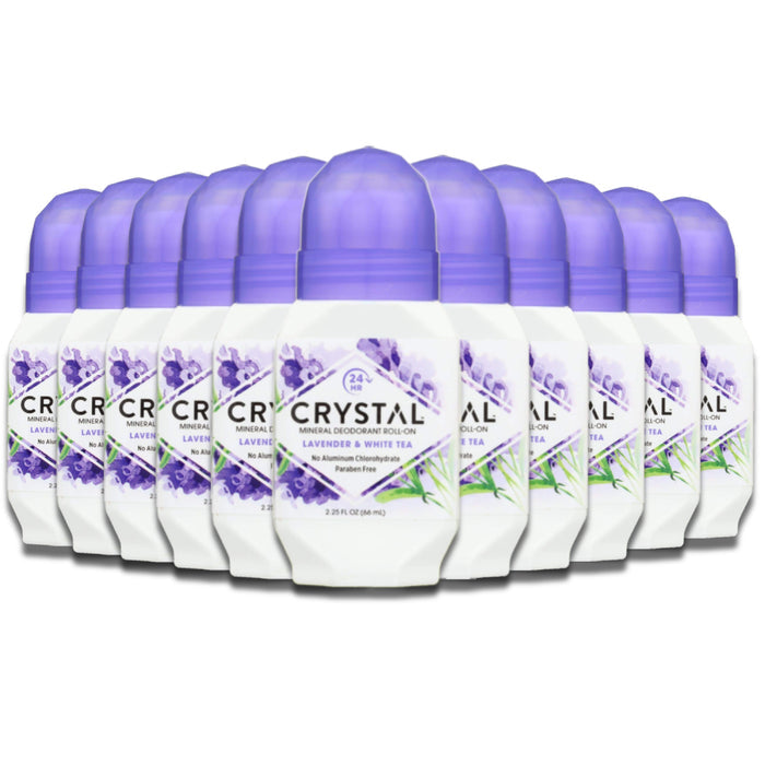 Crystal Mineral Deodorant Roll On Lavender & White Tea 2.25 oz - 12 Pack