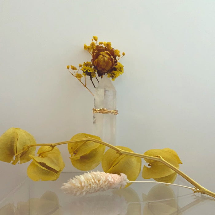 Crystal With Yellow Flower Accents