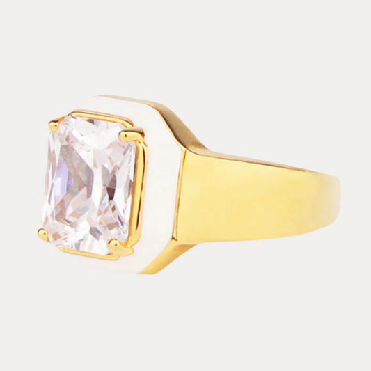 Cushion Cut Ring: Unique Crystals in Universal Size 8.5 - Clear | BuDhaGirl