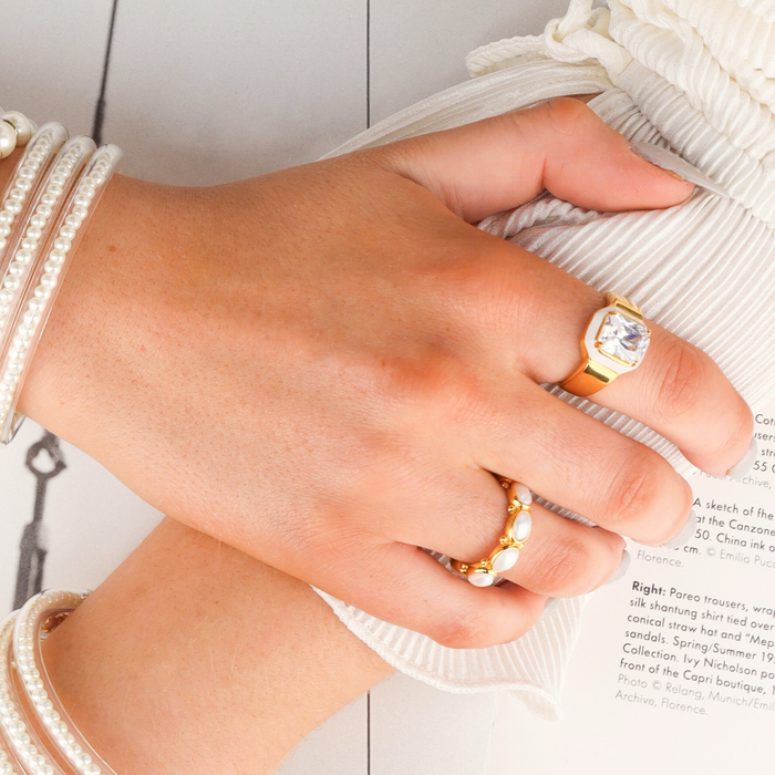 Cushion Cut Ring: Unique Crystals in Universal Size 8.5 - Clear | BuDhaGirl